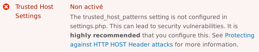 L'erreur Trusted Host Settings
